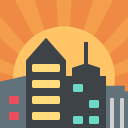 sunset over buildings